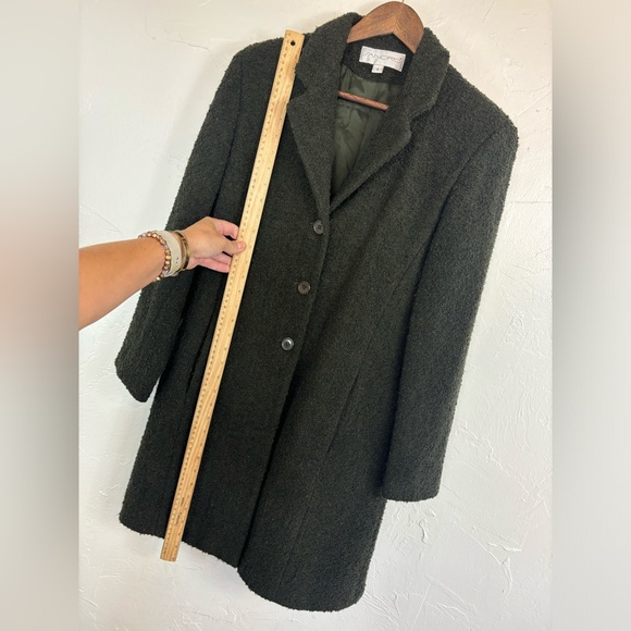 SANDRO Wool Peacoat Midi Maxi Long Line Single Army Green Vintage Kate Middleton - Picture 9 of 16
